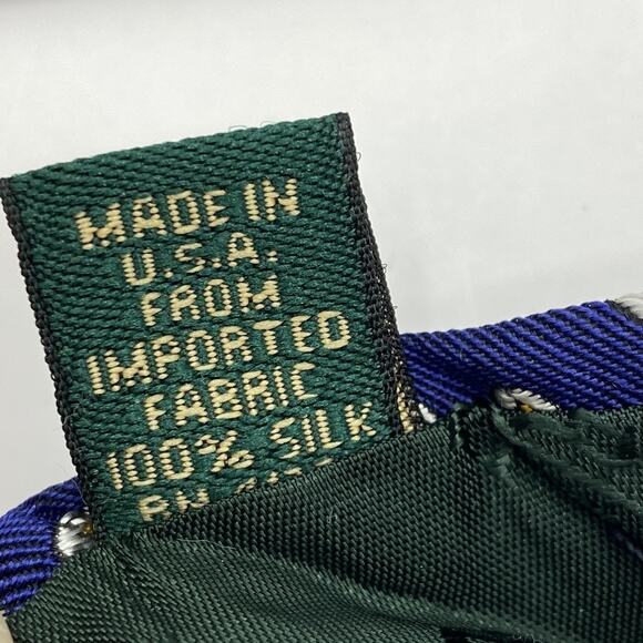 Vintage Lauren Ralph Lauren Men Silk Tie Necktie Navy Gold Paisley Made in USA - Picture 6 of 6